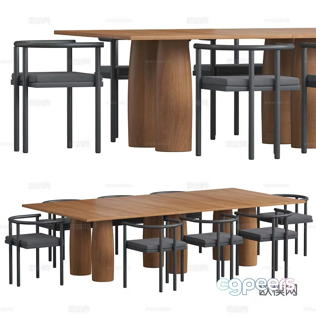New Chinese dining table and chair 3D model