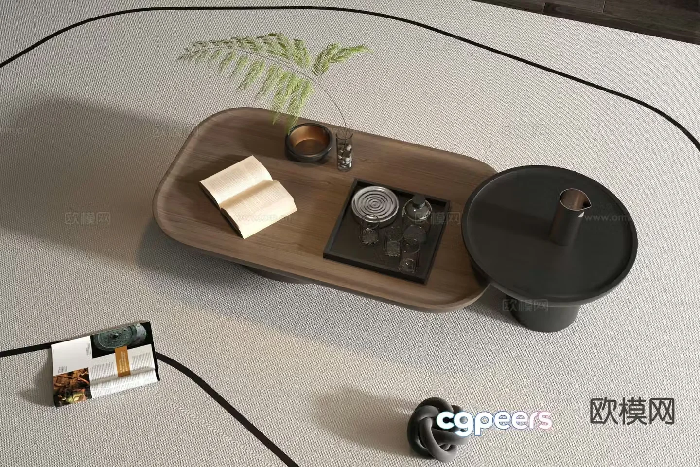 Modern double coffee table 3d model