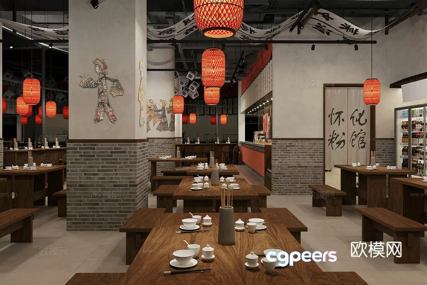 Chinese restaurant full-time restaurant 3D model