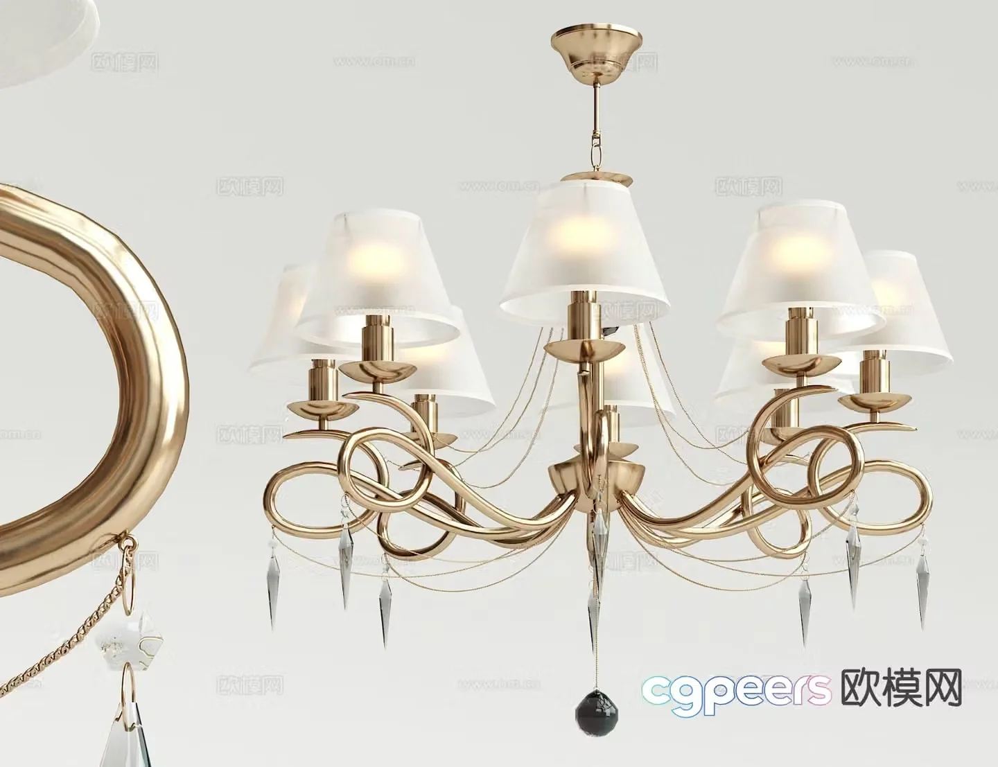 European classical multi-head chandelier 3D model