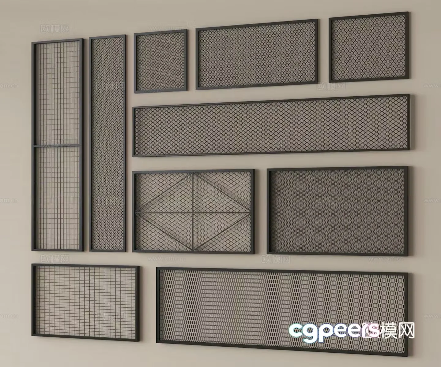 Barbed wire mesh Industrial wind barbed wire mesh Barbed wire mesh guardrail 3D model