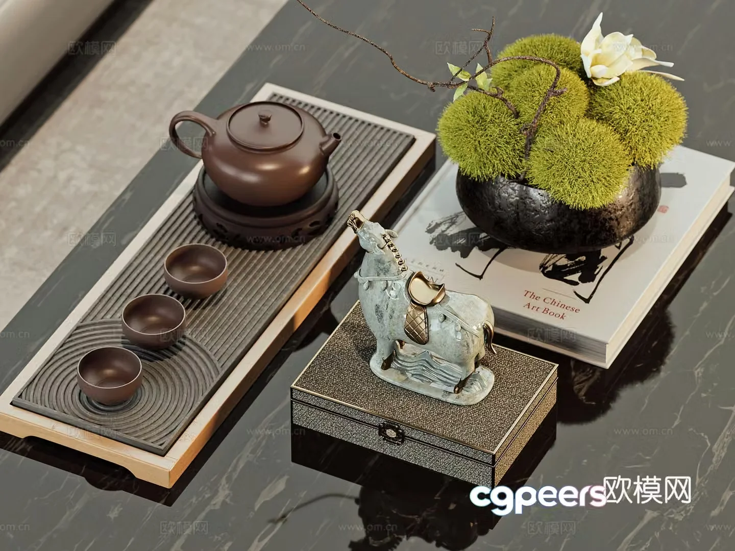 New Chinese tea set ornaments 3D model