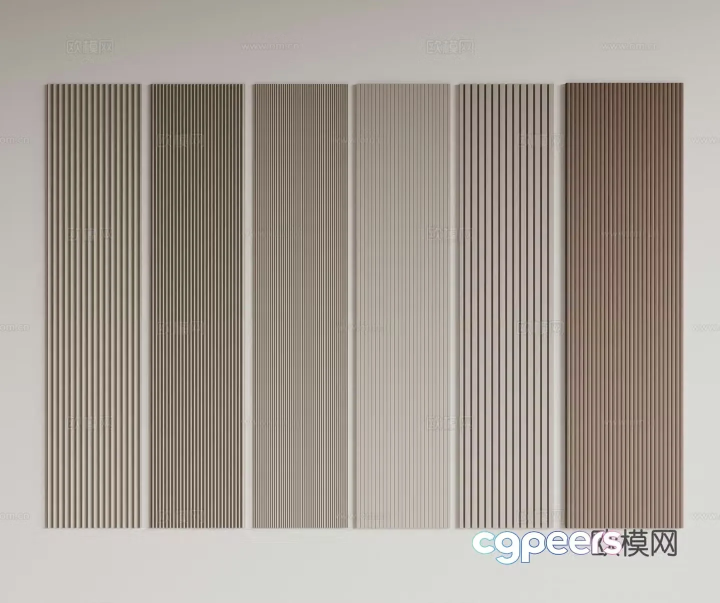 Modern Great Wall Board Grille Board Wall Board Wooden Veneer Lines Background Wall Wavy Board Wall Decoration 3D Model