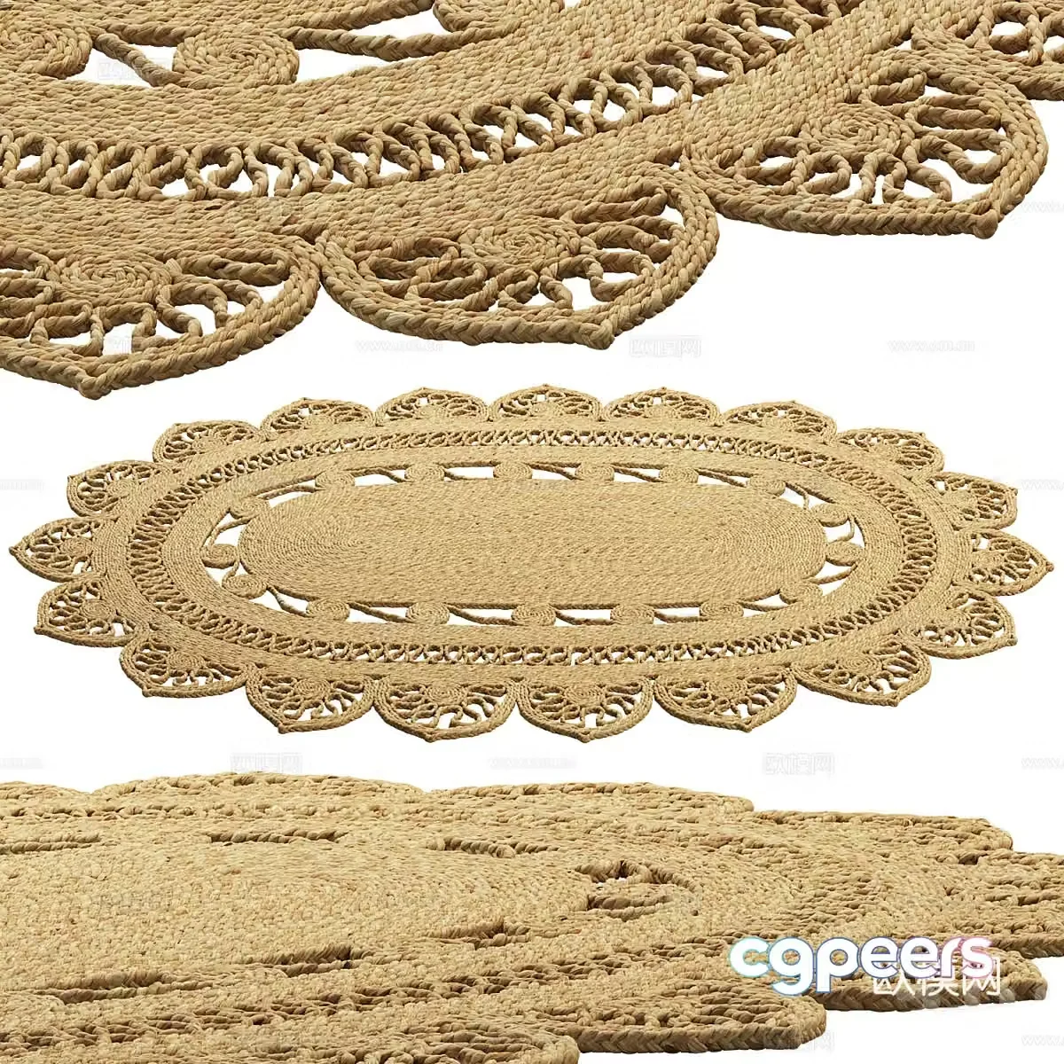 New Chinese style Safavieh Farideh Oval Jute Carpet 3D Model