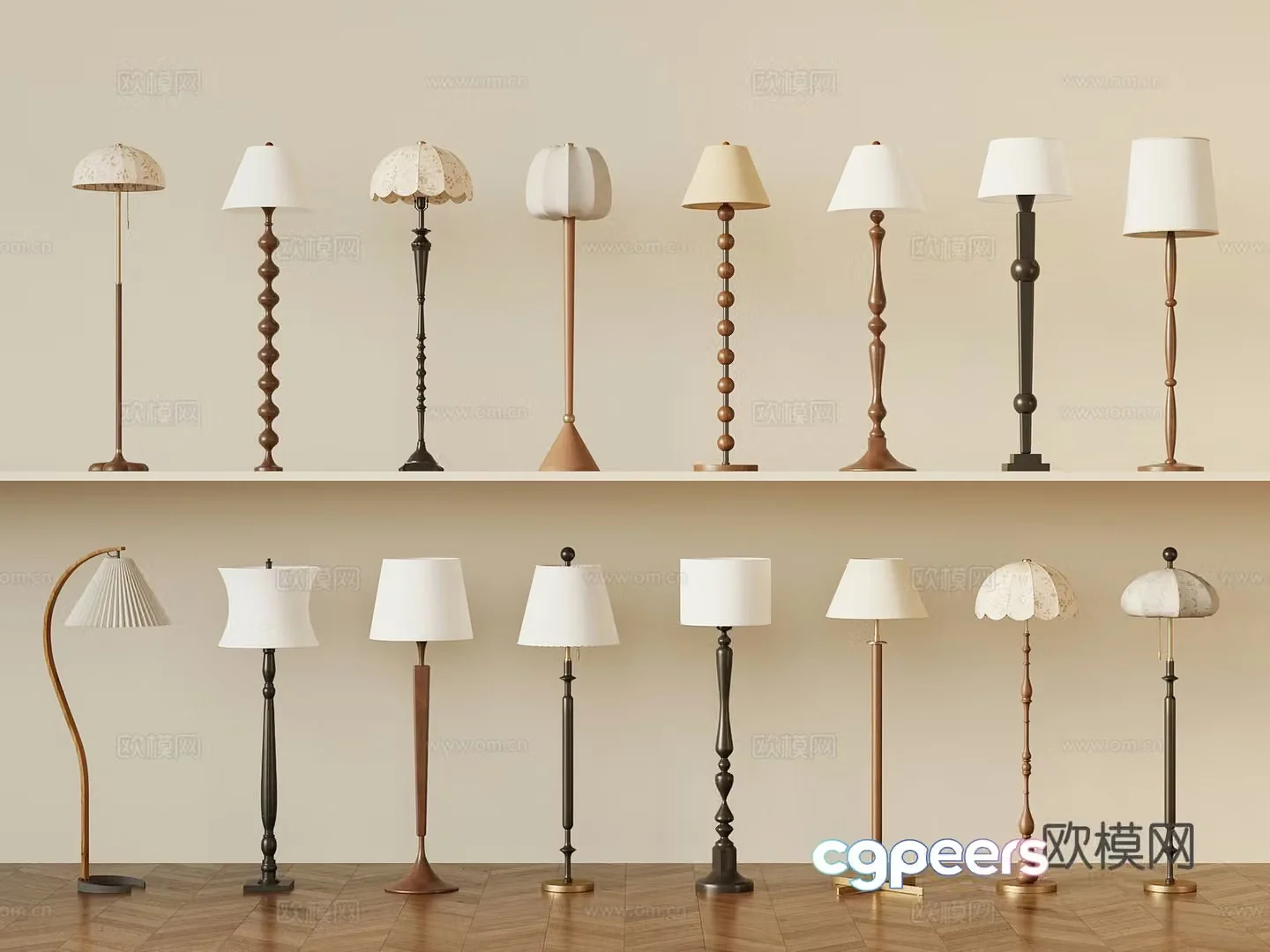 Floor lamp French medieval floor lamp Floor lamp combination 3D model