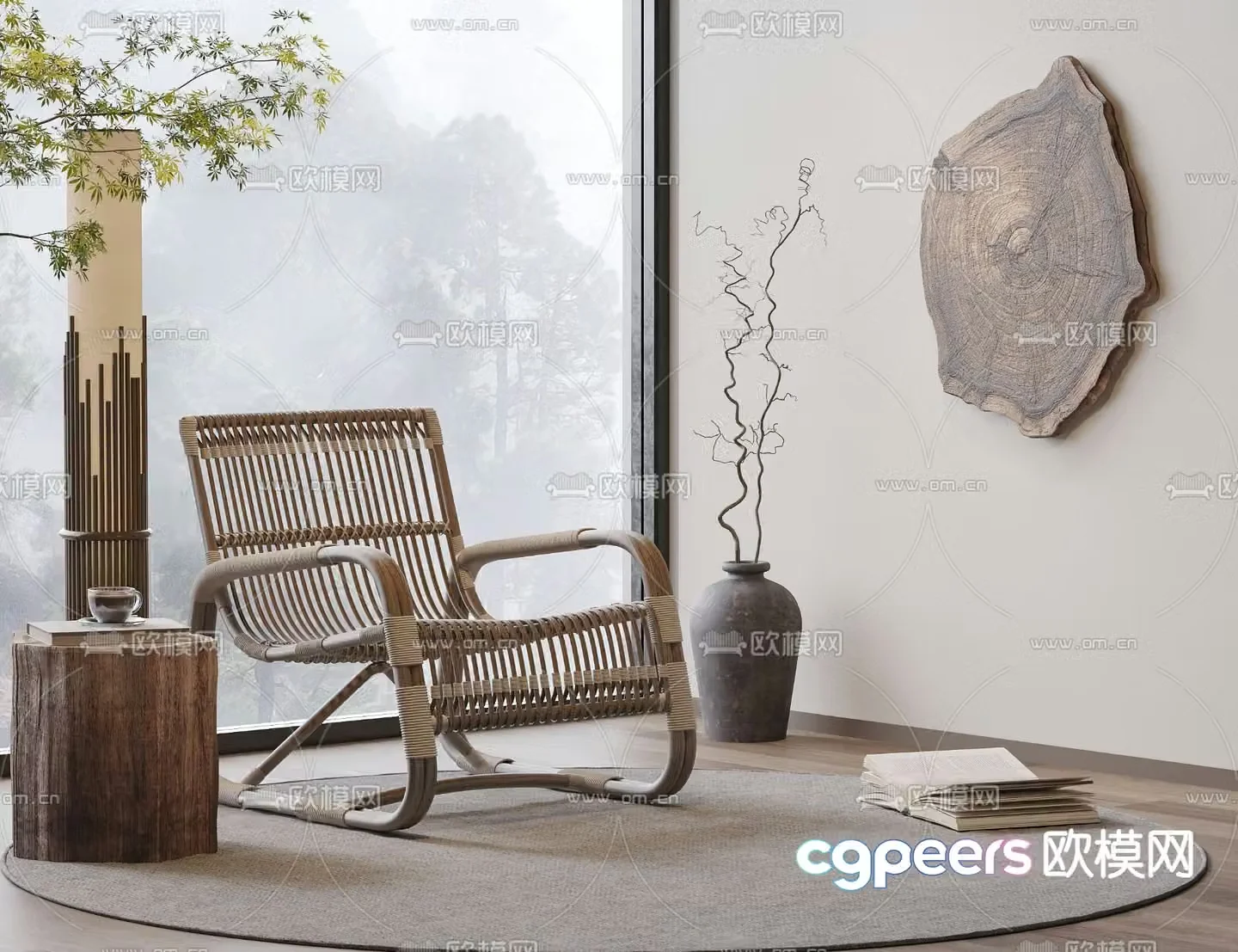 Rattan chair leisure chair lounge chair balcony chair 3d model