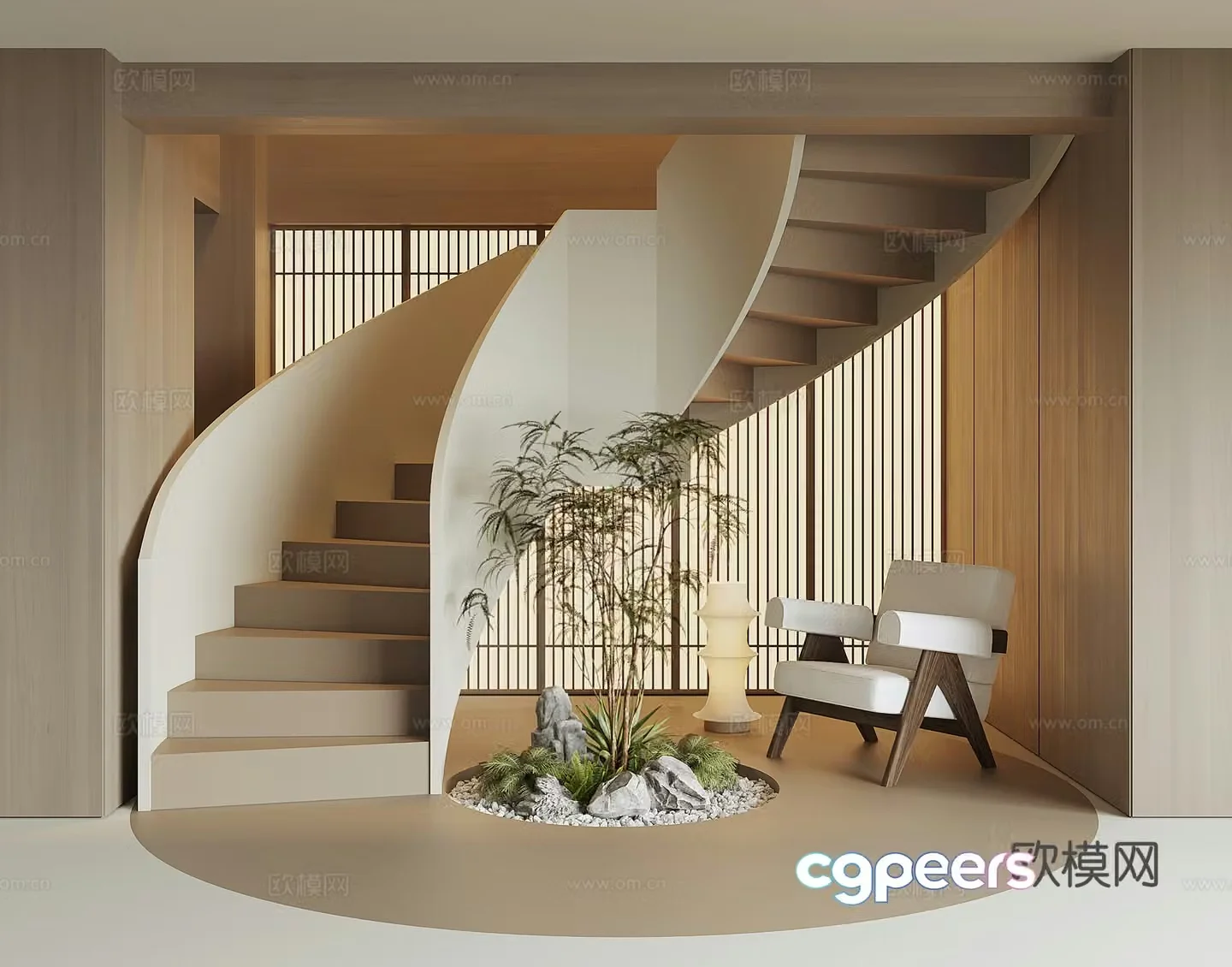 Modern spiral staircase 3d model