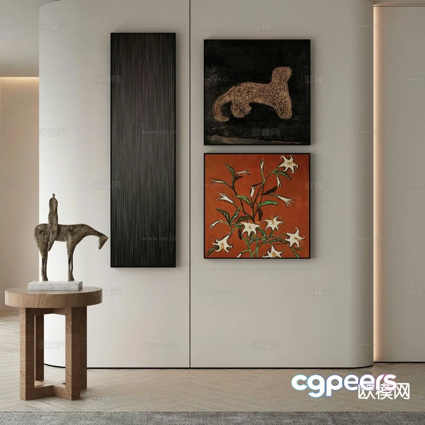 Medieval style decorative painting retro hanging painting 3d model