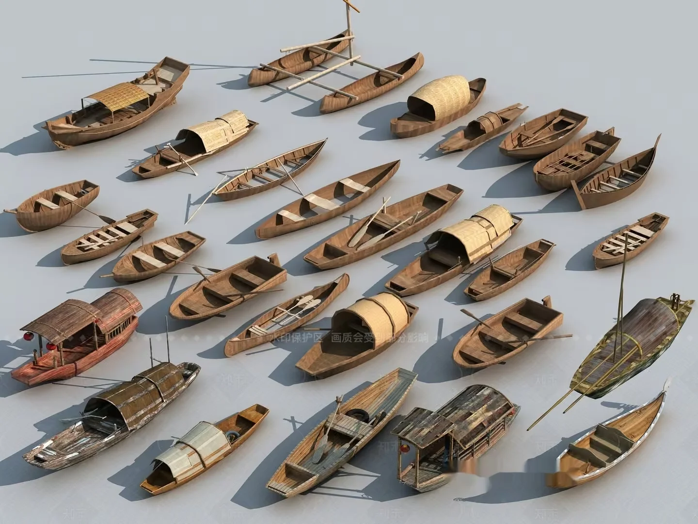 These Are Wooden Boats 3D Model – 16242 – VRAY Render