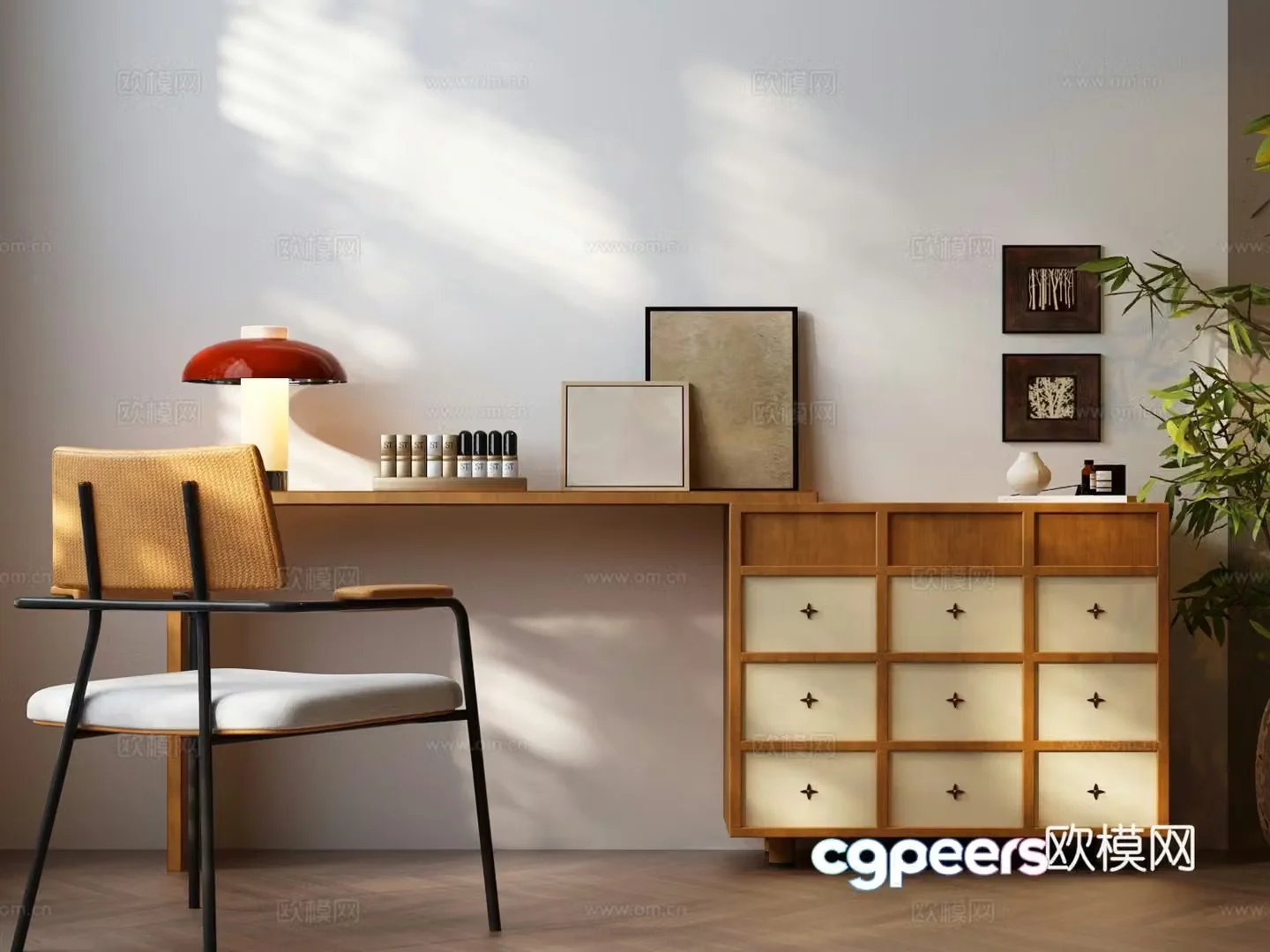 Modern dressing cabinet Modern dressing table Modern medieval dressing cabinet Modern medieval dressing table lamp 3d model