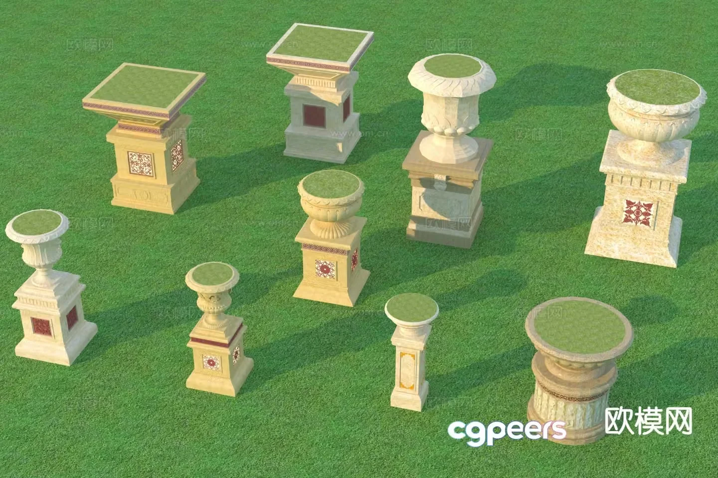 European style flower bed flower bowl gardening landscape sketch 3D model