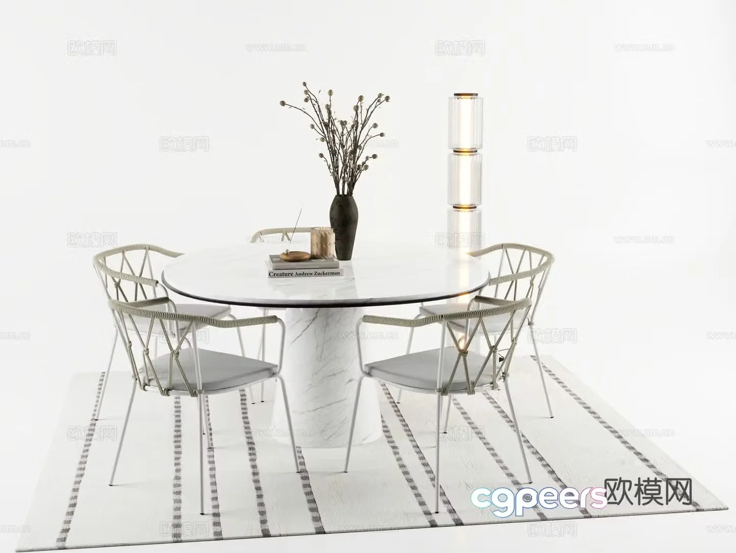 Dining table Dining chair Restaurant Carpet 3d model
