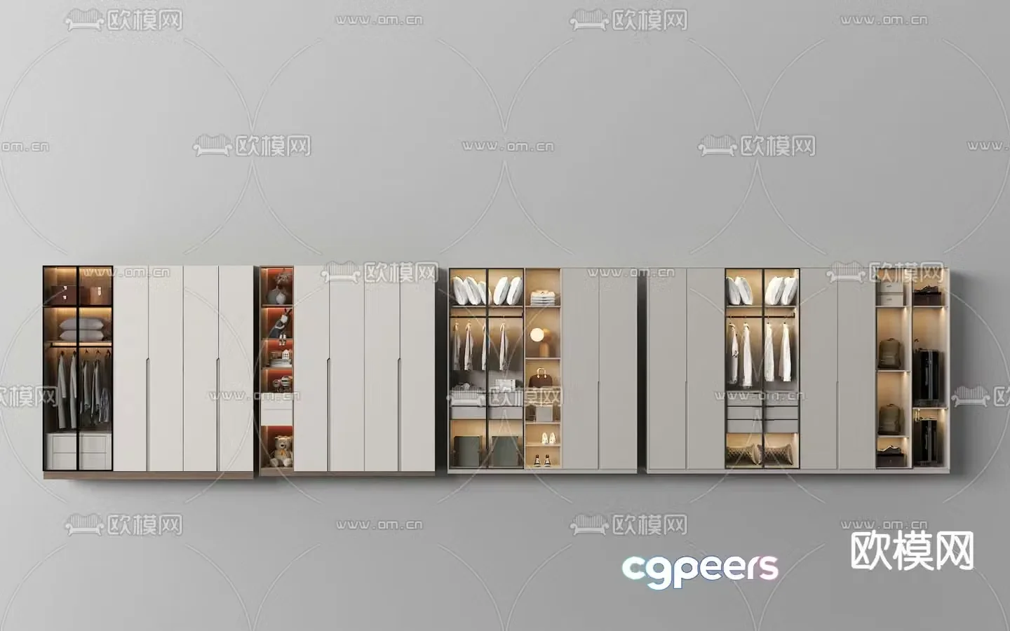 Light luxury windbreaker glass wardrobe 3d model