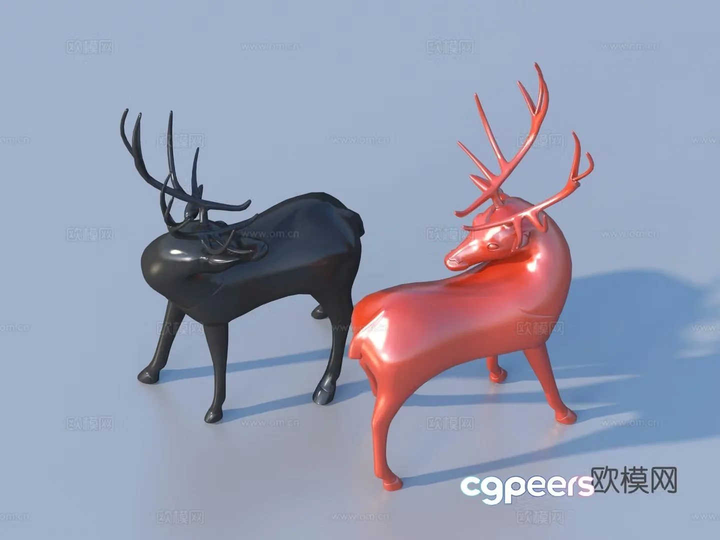 Modern deer Sika deer Landscape sculpture 3d model