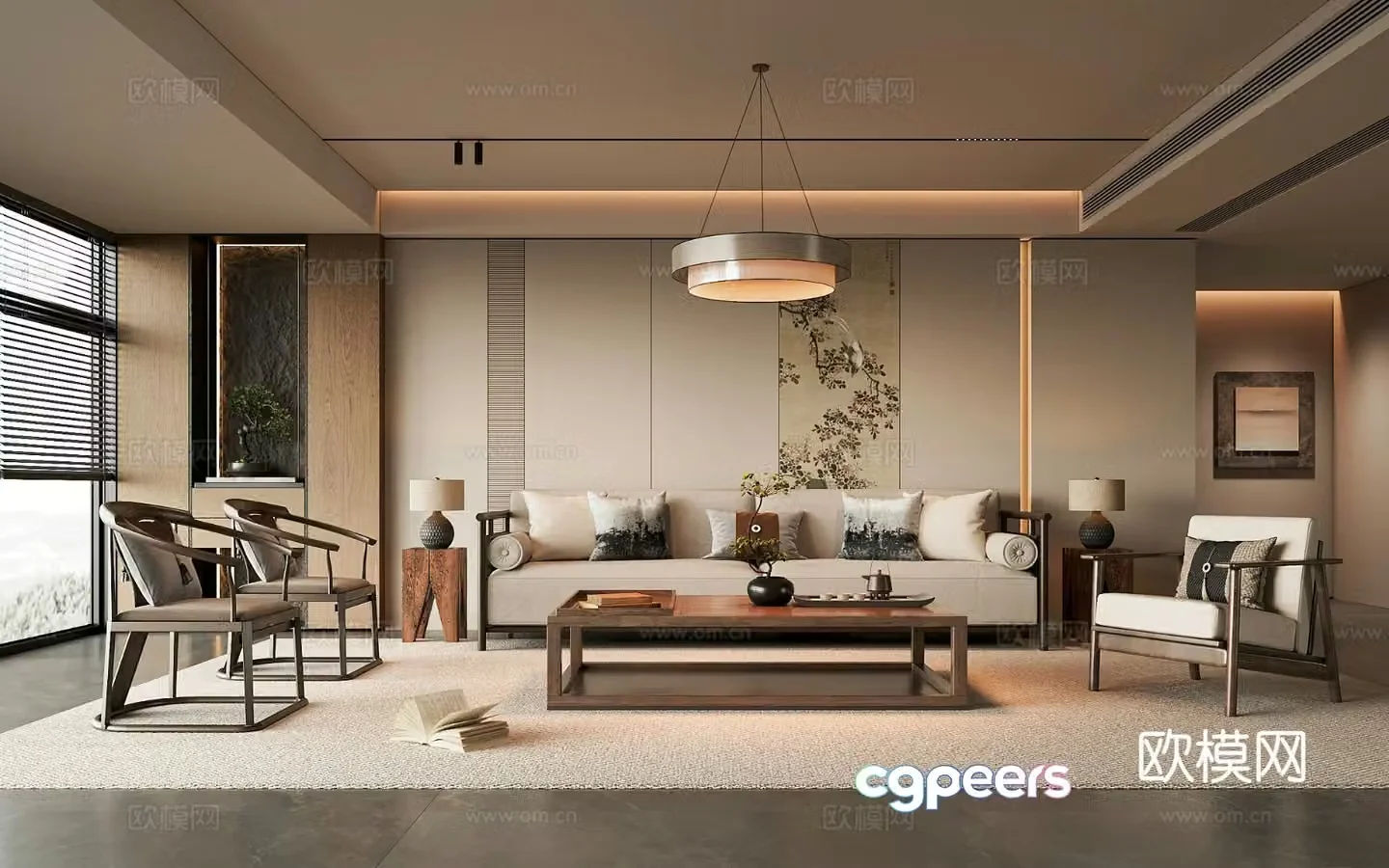 New Chinese Song style living room 3D model