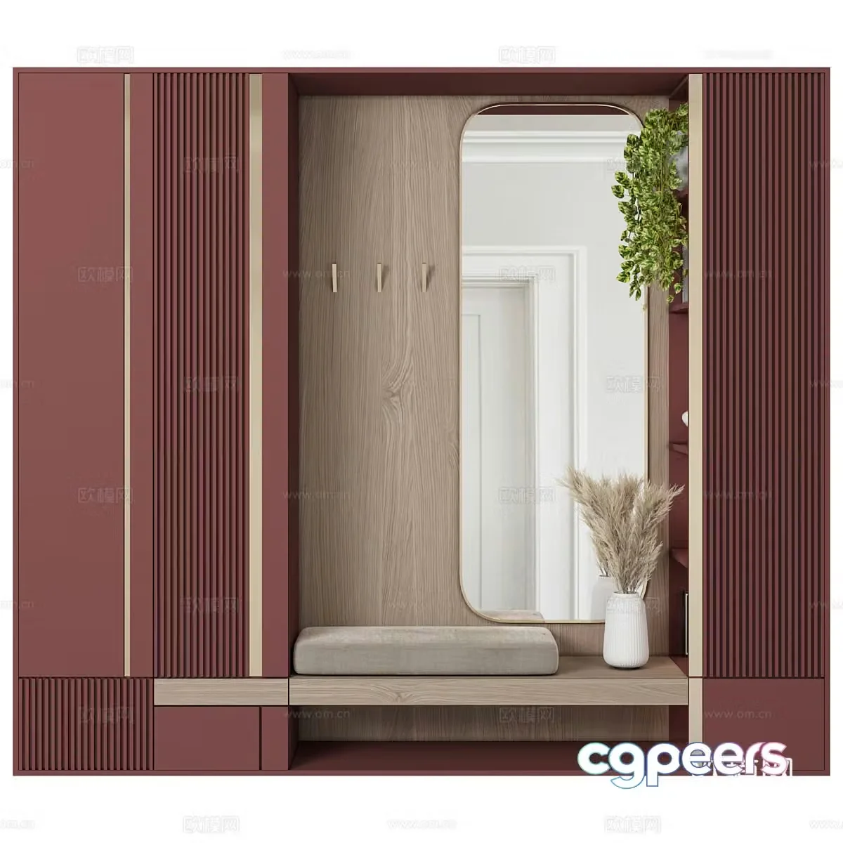 Modern Italian minimalist shoe cabinet 3D model