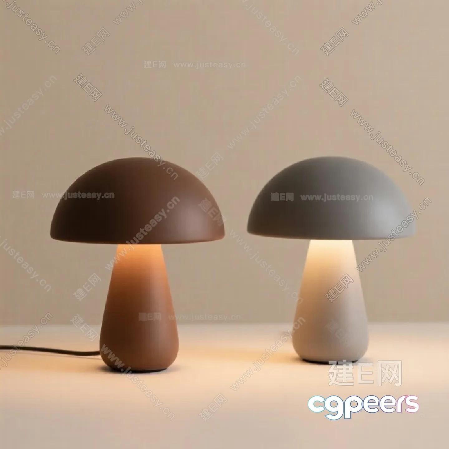 A Pair Of Mushroom-Shaped Lamps 3D Model – 5766 – VRAY Render