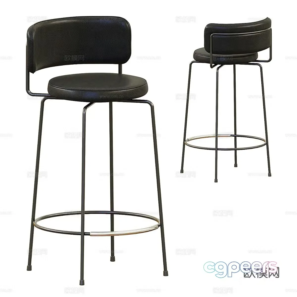 Light luxury bar chair leather bar chair leather bar chair simple bar chair minimalist bar chair casual bar chair 3d model