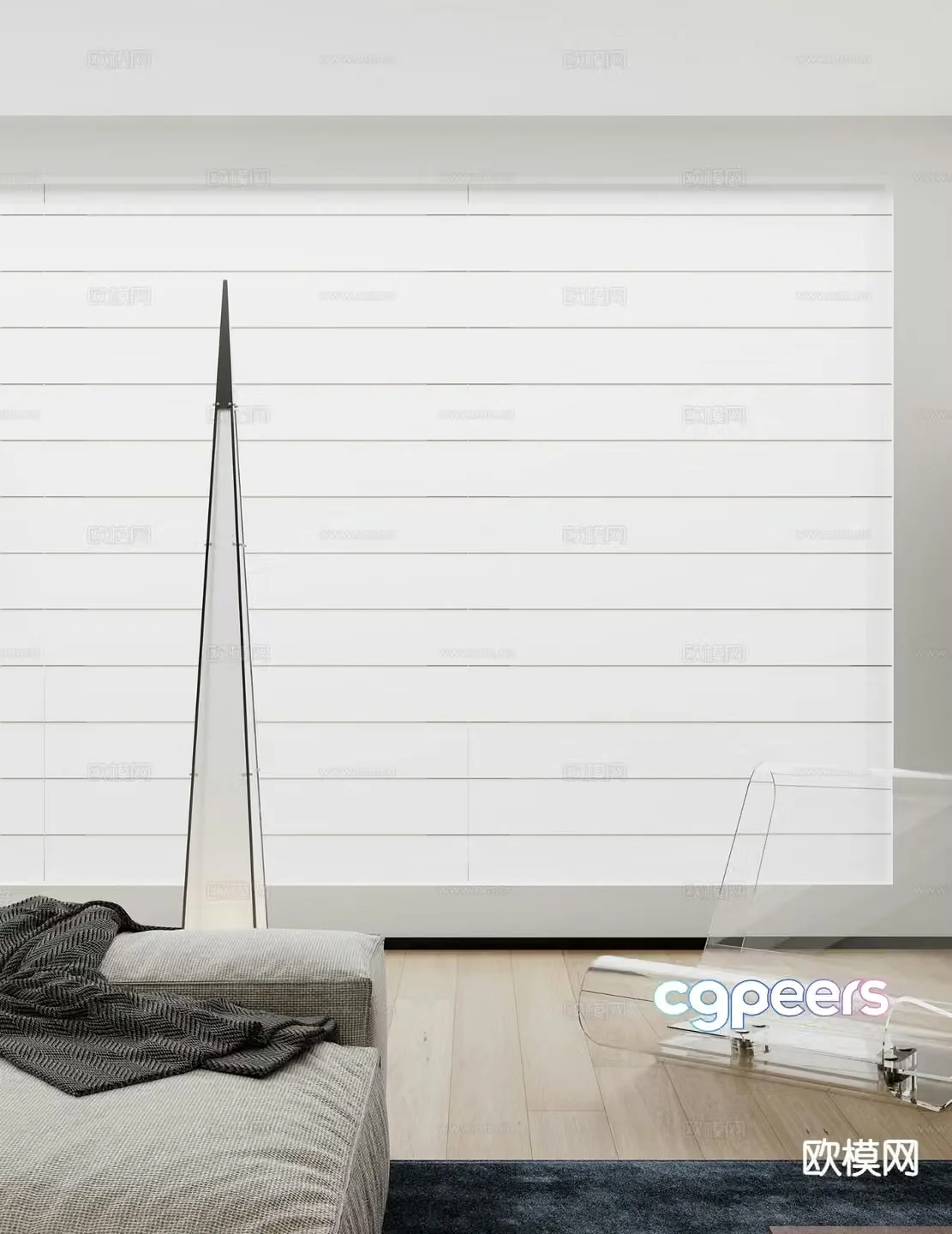 Transparent lounge chair acrylic chair floor lamp 3d model
