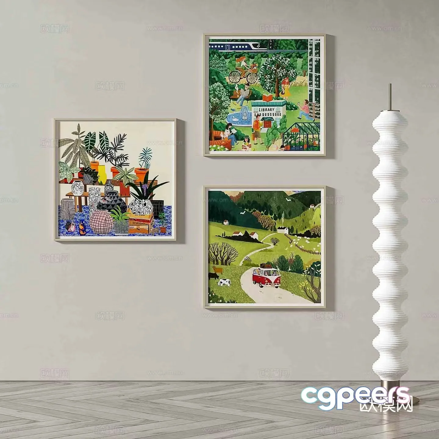 Modern simple hanging painting abstract painting decorative painting 3D model