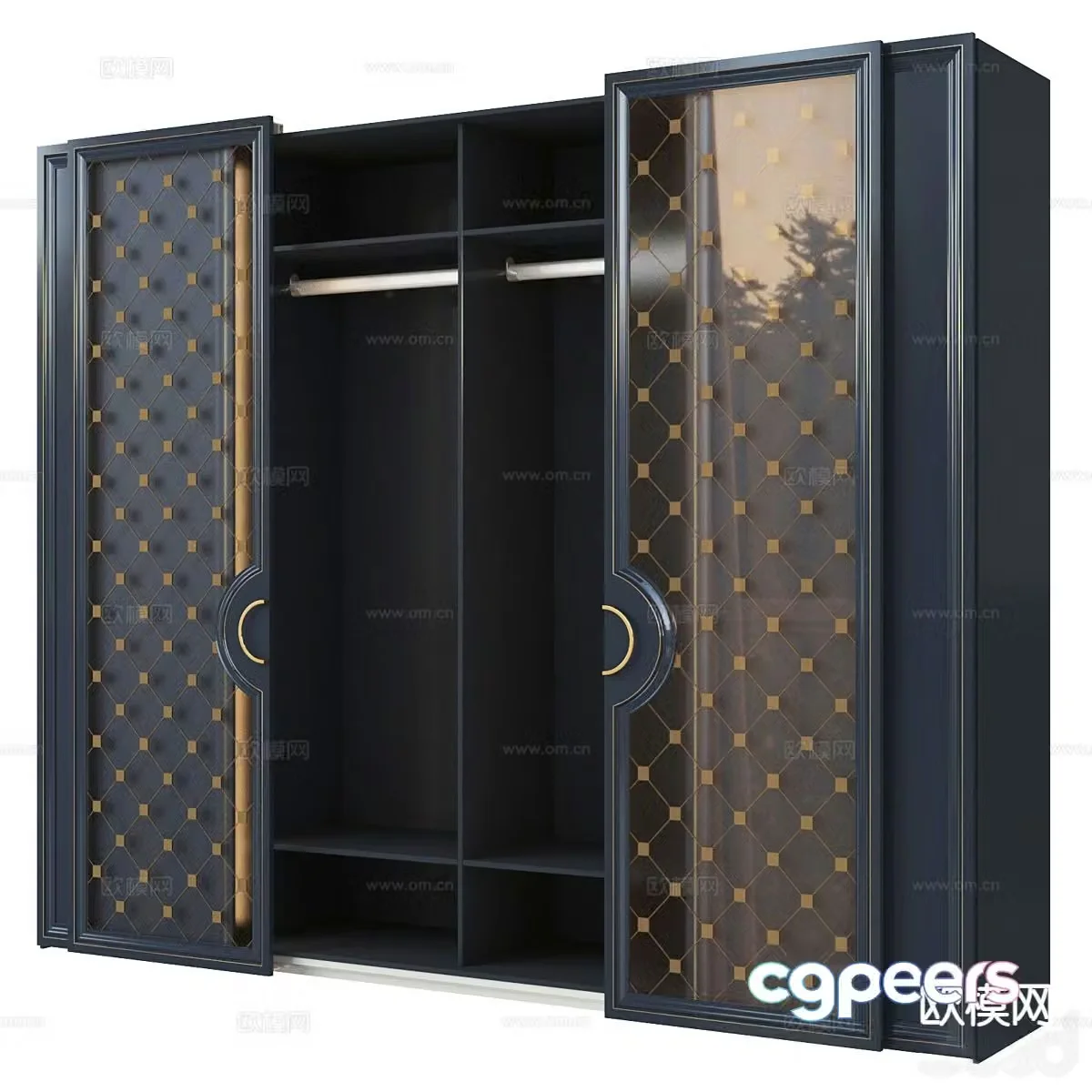 European classical wardrobe sliding door wardrobe 3d model