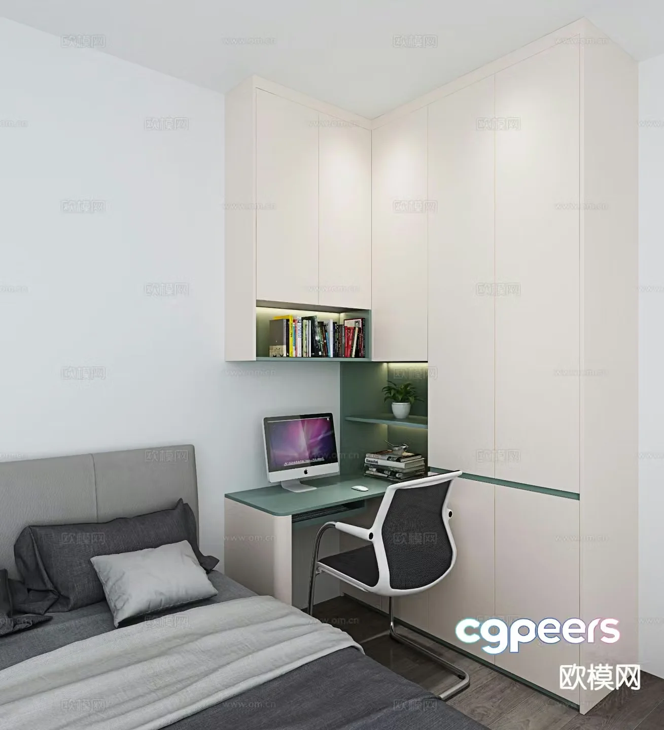 Modern desk desk study table 3d model