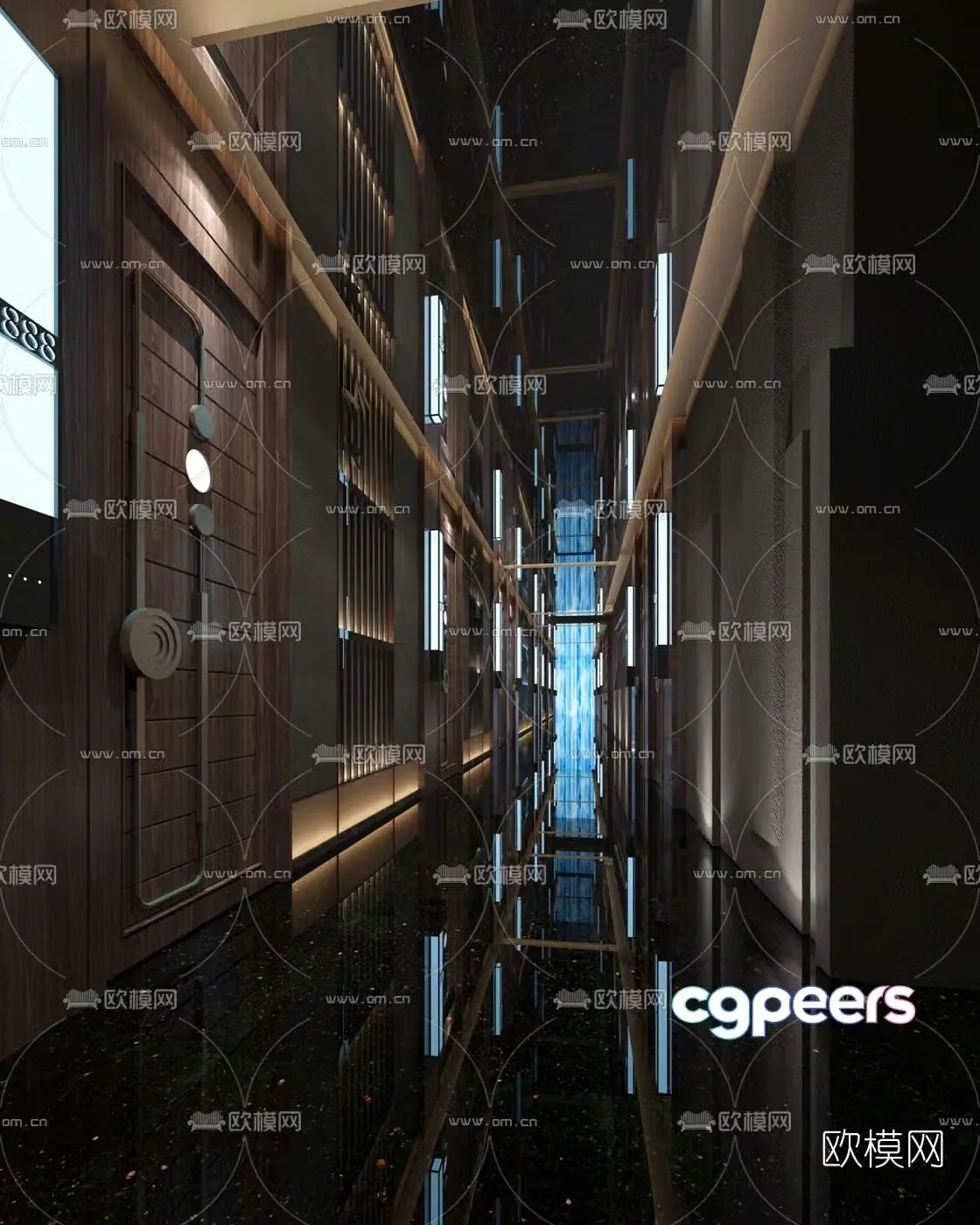 New Chinese-style hotel room aisle 3D model
