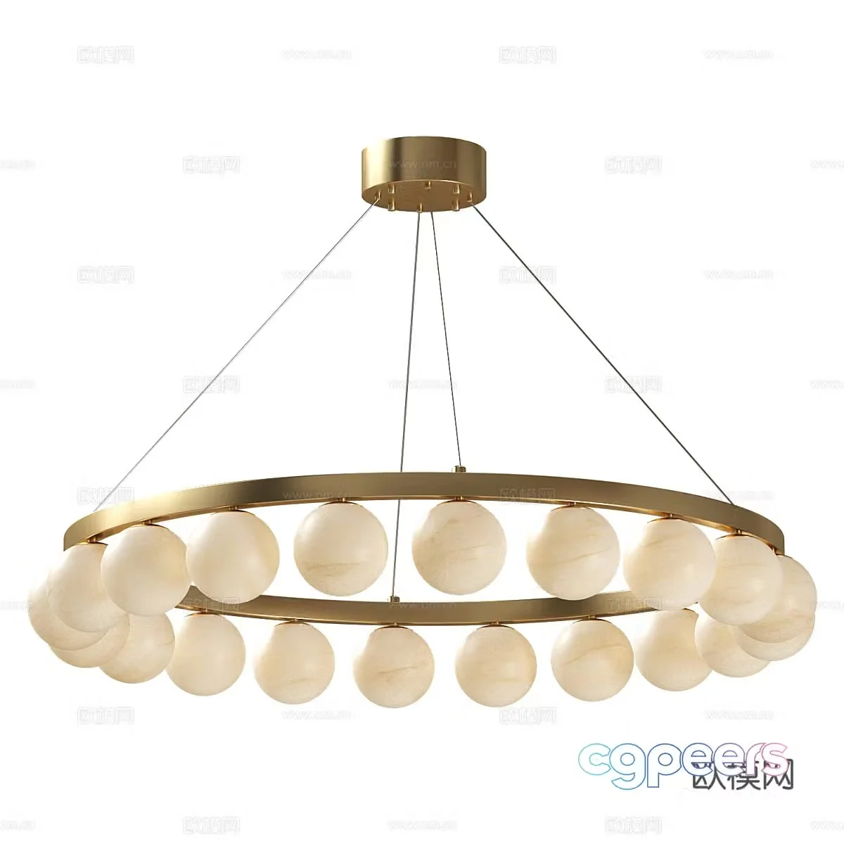 Modern light luxury minimalist round decorative chandeliers 3D model