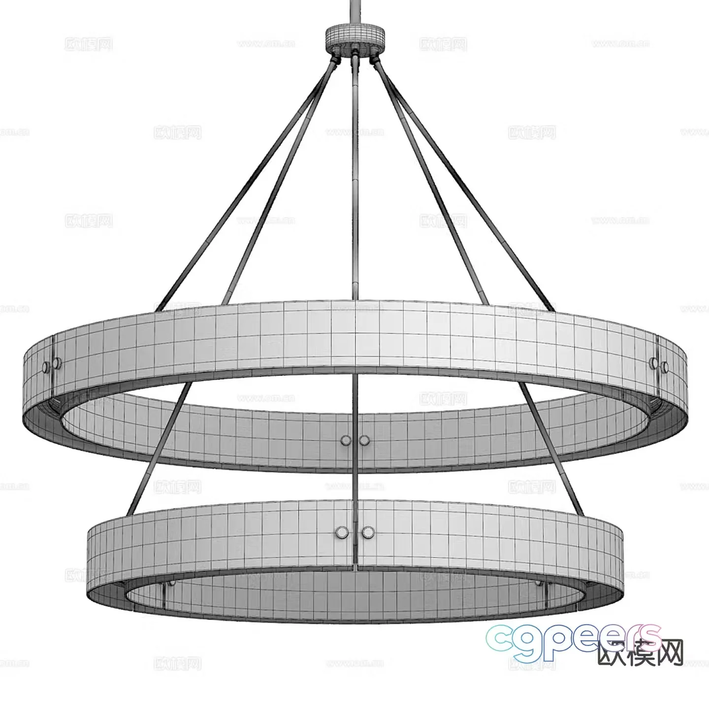Light luxury ring chandelier 3D model
