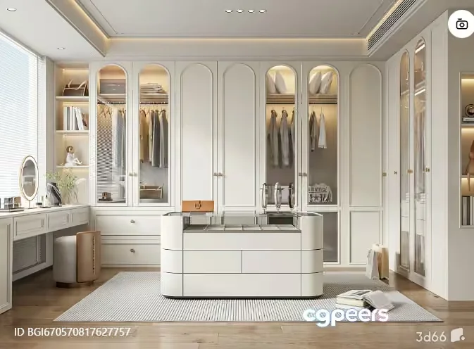 A White Walk-In Closet 3D Model – 23709 – VRAY Render