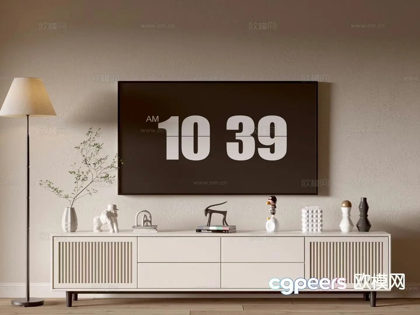 Cream style TV cabinet 3d model