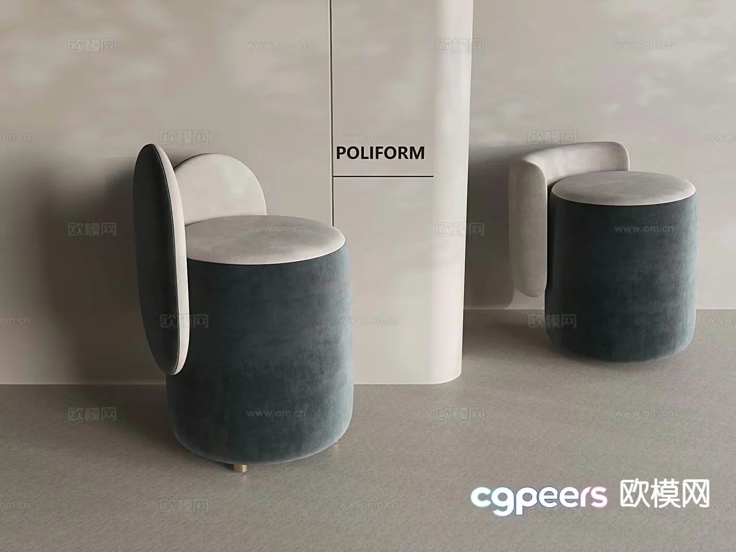 Stool sofa stool round stool 3d model