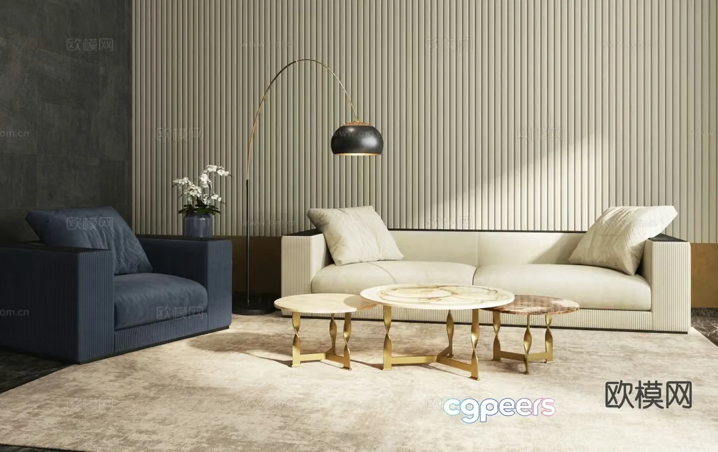 Rugiano Italian sectional sofa 3d model