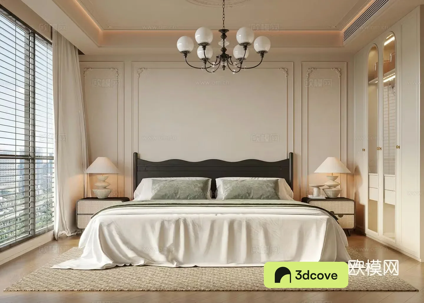 French bedroom double bed nightstand bedroom chandeliers