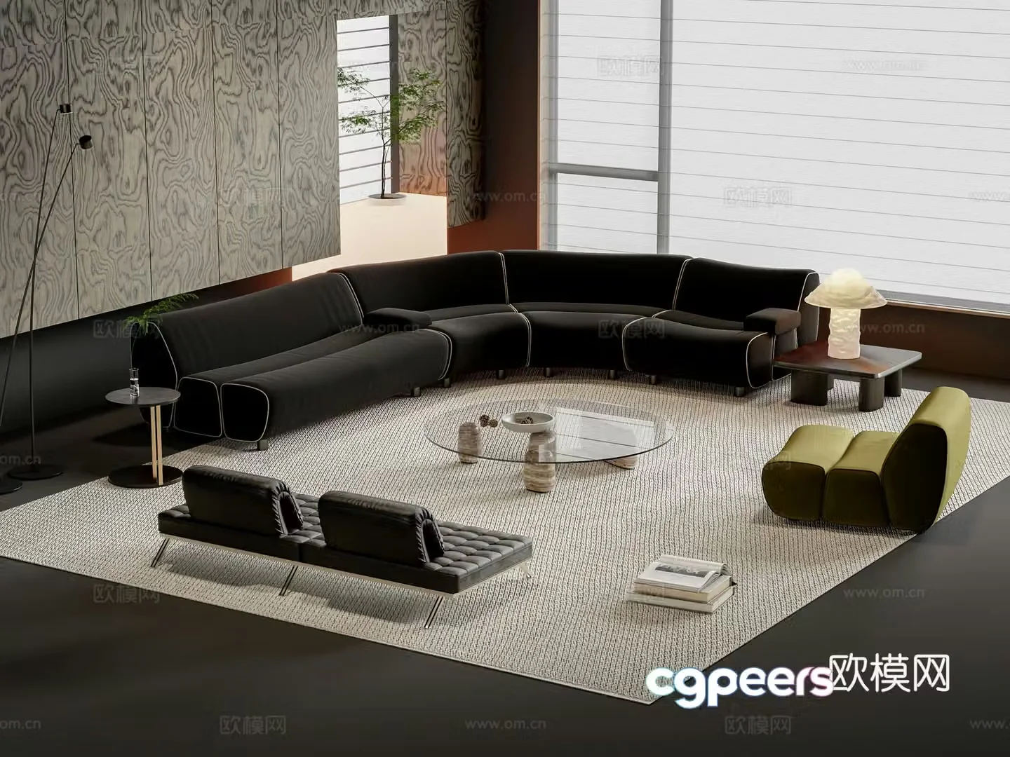 Modern sofa coffee table combination 3D model
