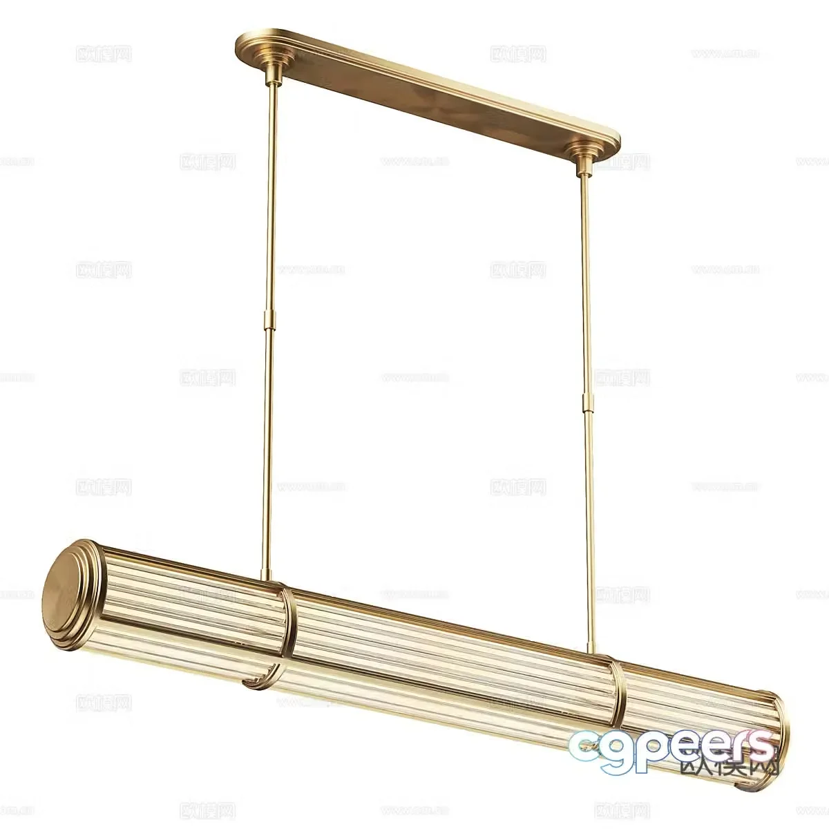 New Chinese Light Luxury Perren Linear Chandelier 3D Model