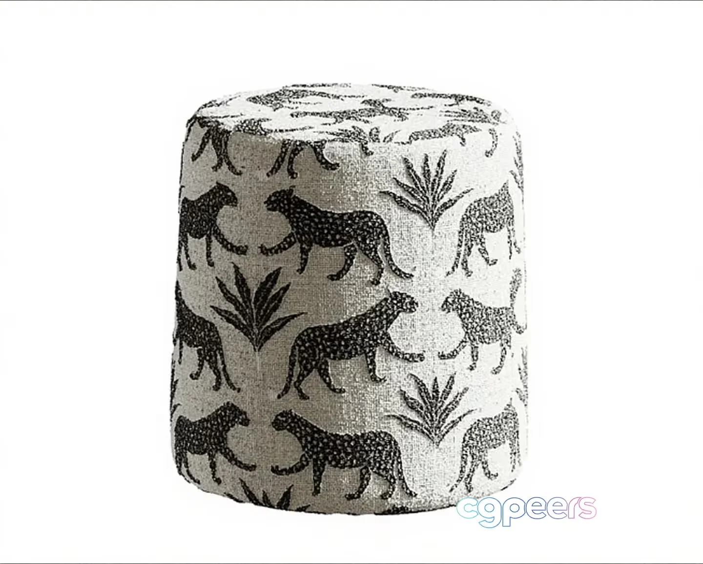 A Cylindrical Stool With A Pattern Of Cheetahs 3D Model – 14192 – VRAY Render