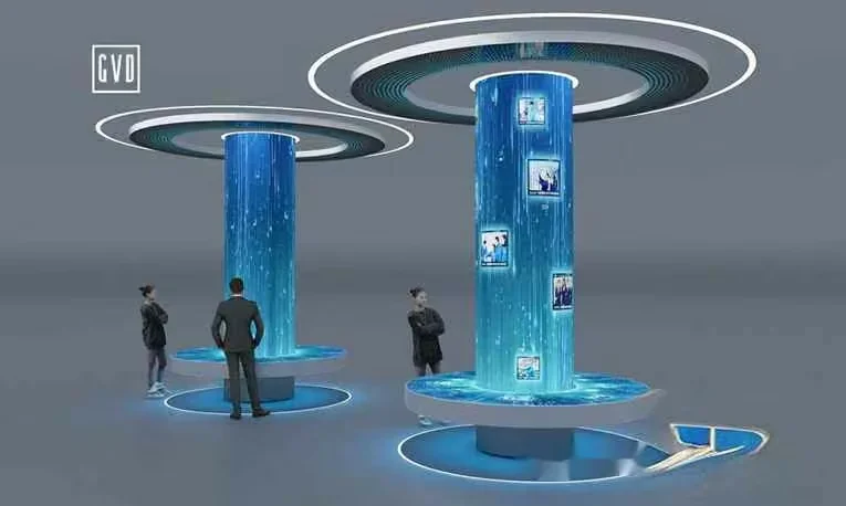 Two Blue Display Columns 3D Model – 10762 – VRAY Render