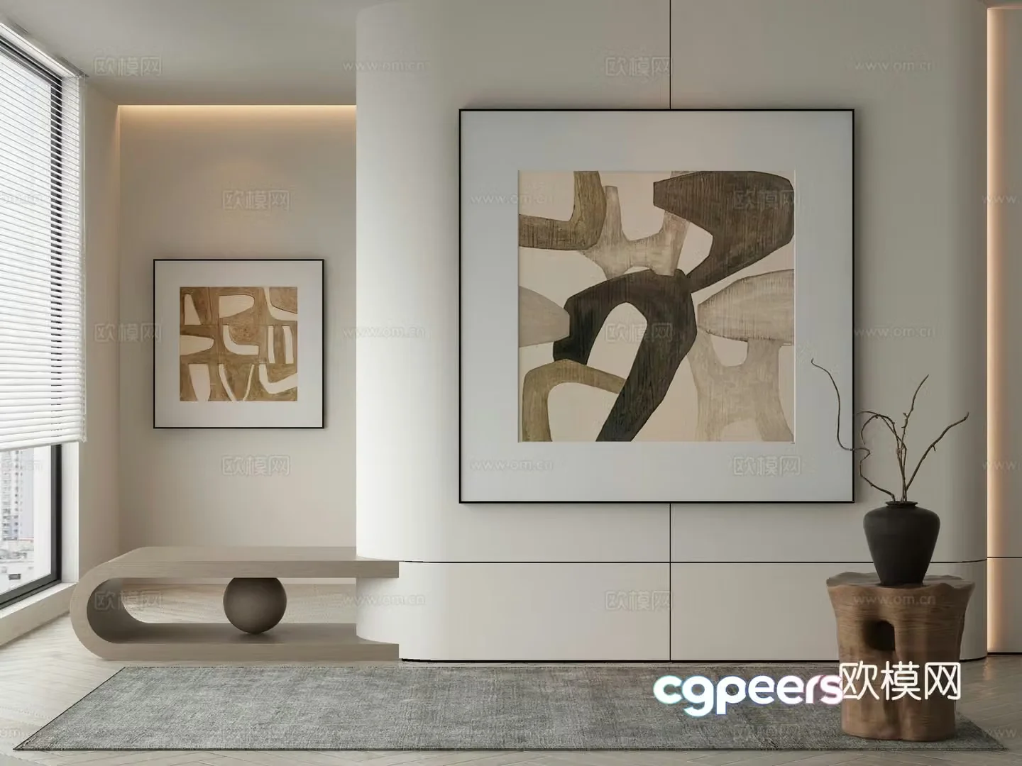 Modern Wasabi abstract painting 3d model