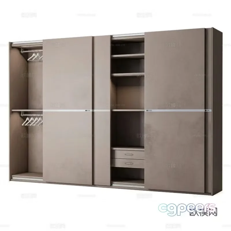 Modern sliding door wardrobe finished cabinet 3d model