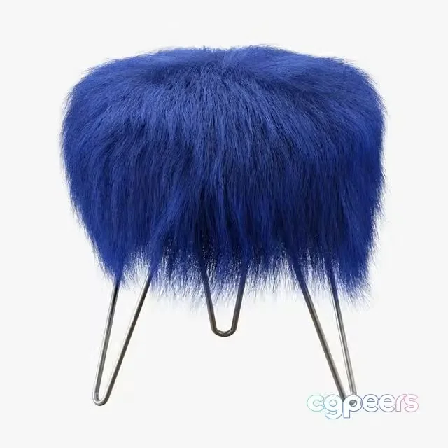 3ds Max Free – Blue Fake Fur Whimsical Stool