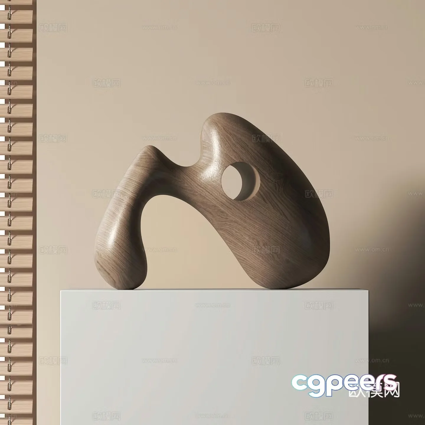 Modern abstract wooden sculpture 3d model