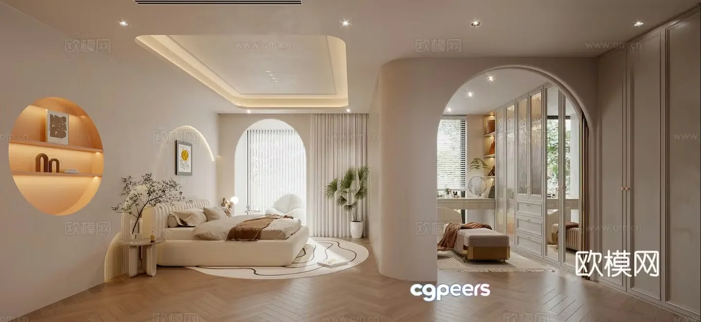 Cream style bedroom master bedroom 3d model