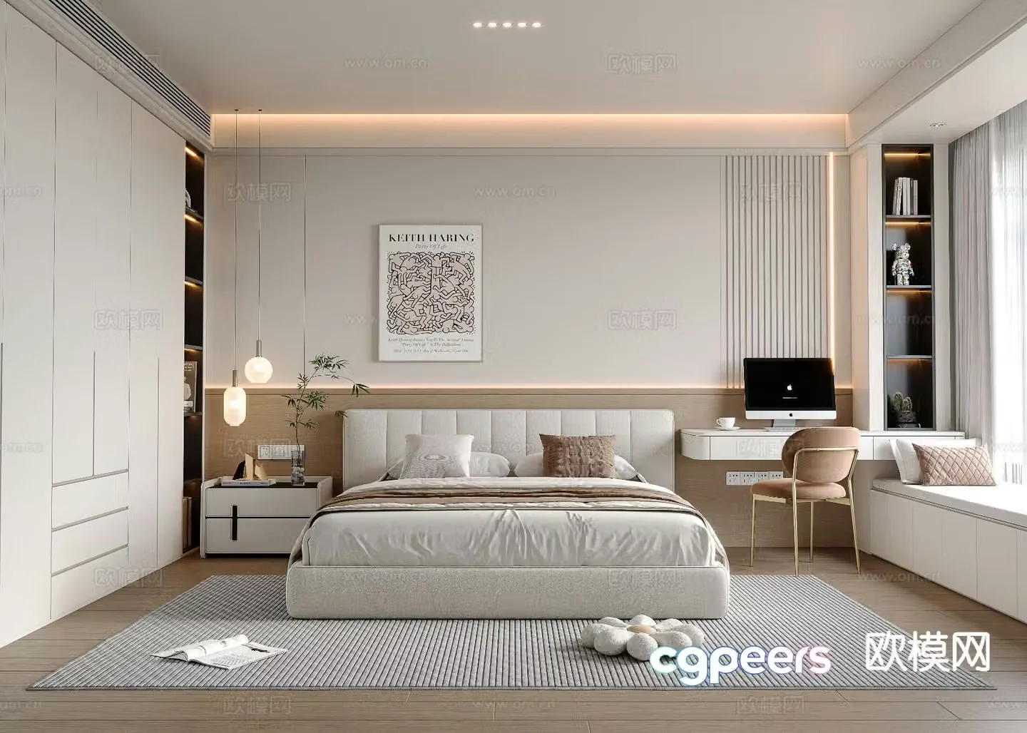 Cream style bedroom master bedroom 3d model