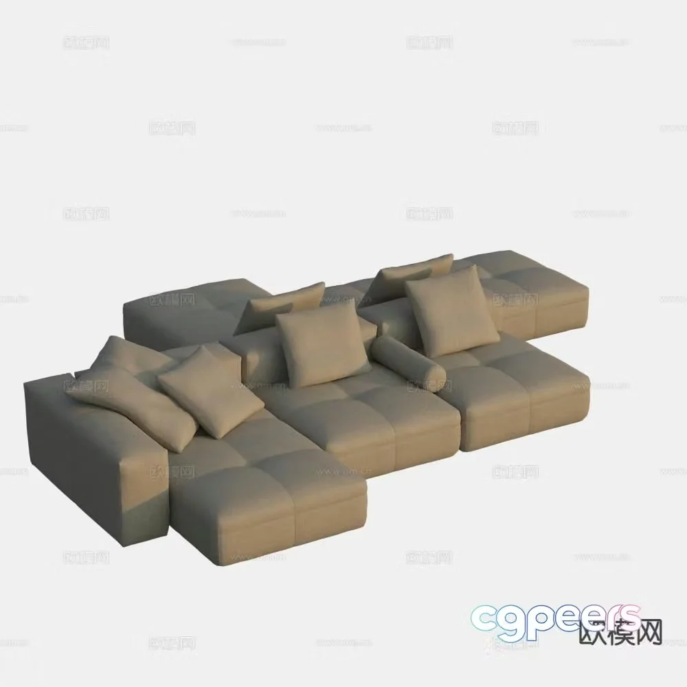 Multi-person sofa double sofa 3d model