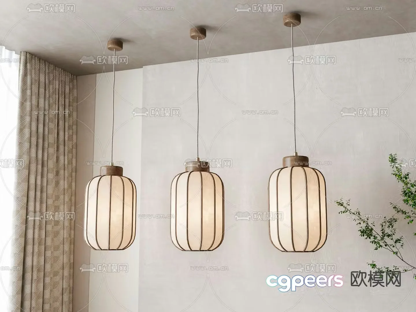 New Chinese style chandelier lantern 3d model