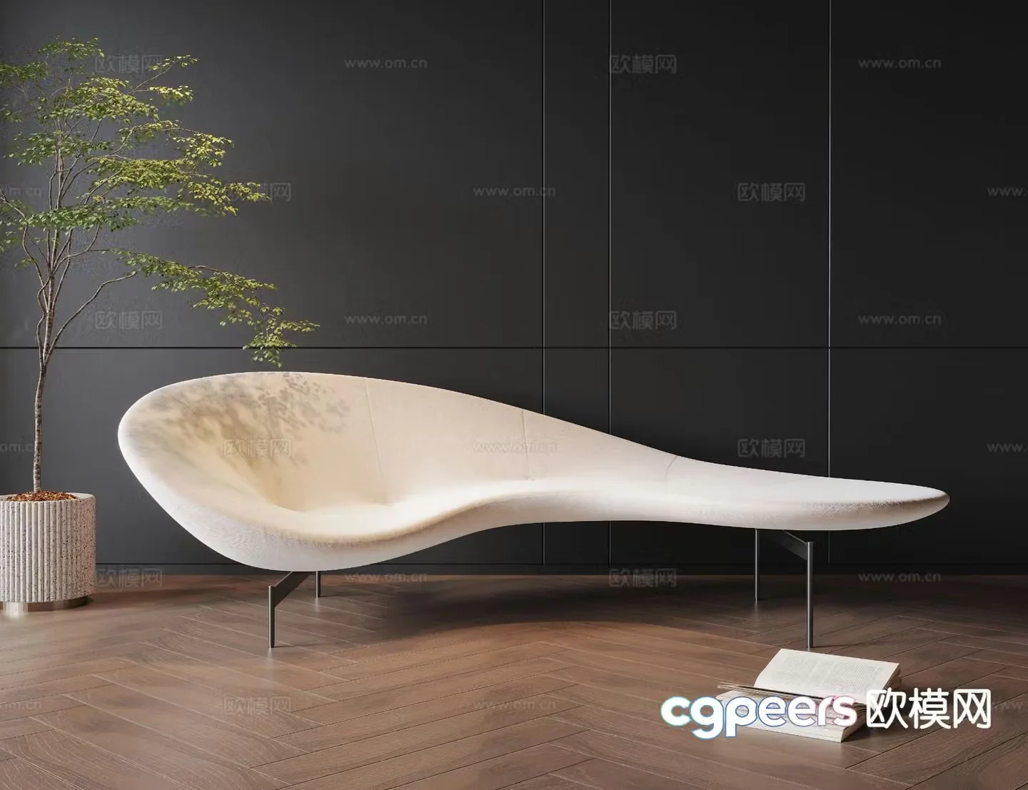 Modern special-shaped sofa chaise longue 3d model