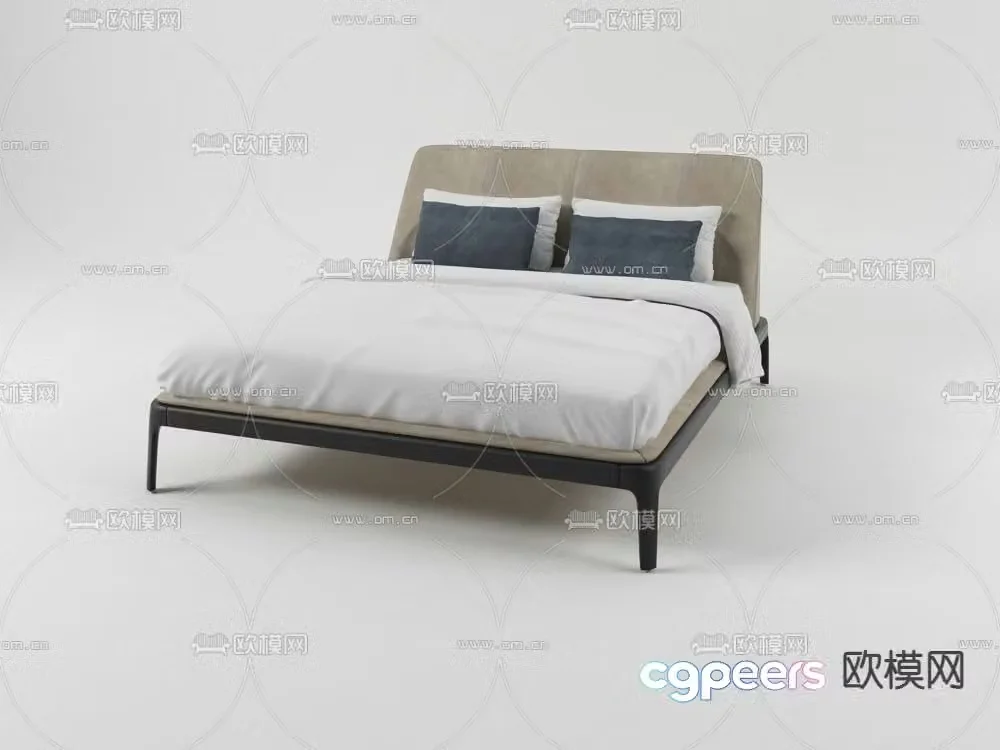 Modern double bed 3d model