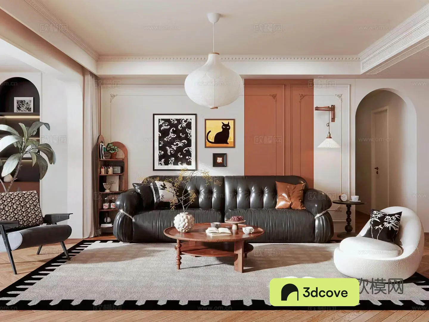 Middle-aged living room 3d model