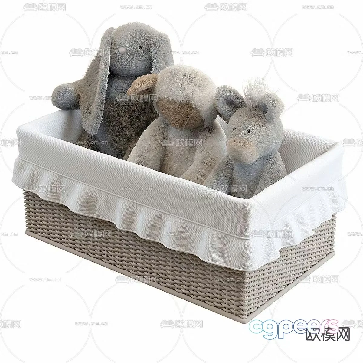 Plush toy doll storage basket 3d model